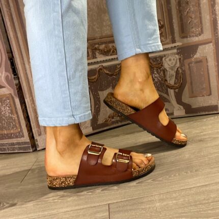 Heavenly Feet "Harmony" Redwood Buckled Slider