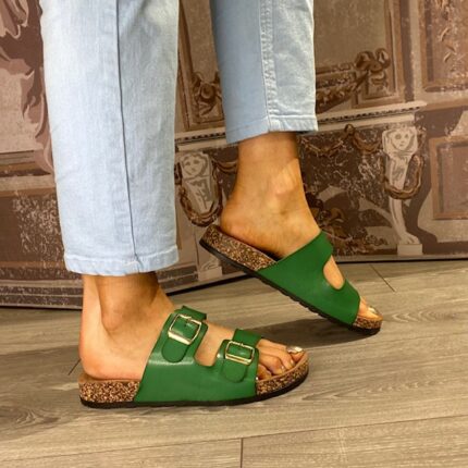 Heavenly Feet "Harmony" Green Buckled Slider