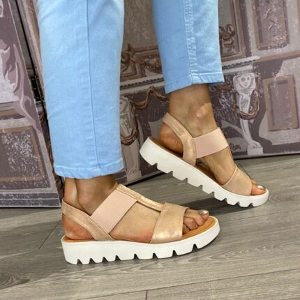 Heavenly Feet “Ritz” Rose Shimmer Sandal