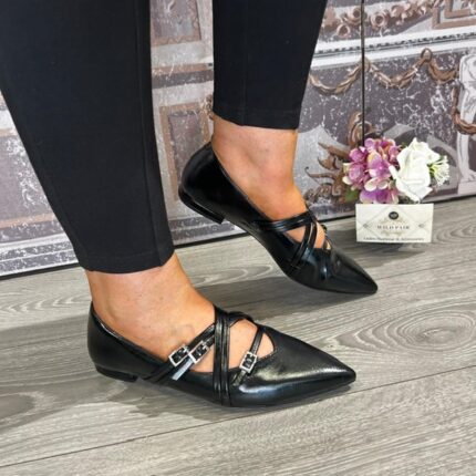Tamaris "1-22160-45-001 Black" Pointy Toe Flat Pump.