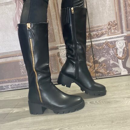 Una Healy "I'm Not" Vinyl Black Knee High Boot