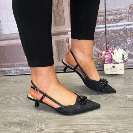 Tamaris "1-29512-46-043" Black Glam Kitten Slingback