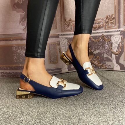 Zanni & Co. "Diraz" Naval Gold Sling Back