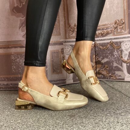 Zanni & Co. "Diraz" Antique Gold Sling Back