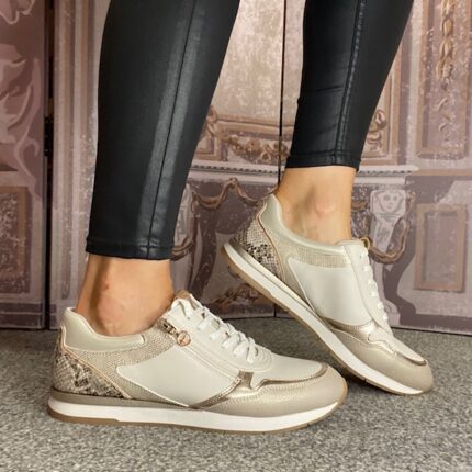 Tamaris "1-23613-46-454" Ivory Struct. Zip Trainer