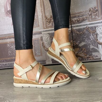 Tamaris "1-28713-46 418 " Ivory Mini Wedge Sandal