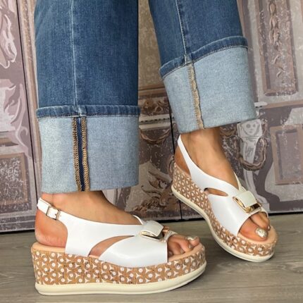 Zanni & Co "Tsilkani" Crystal Roll Wedge Sandal