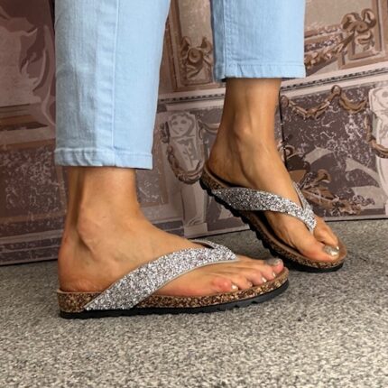 Heavenly Feet "Crocus" Silver Flip Flop