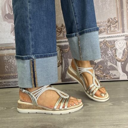 Tamaris "1-28714-46-957" Platinum Mini Wedge Sandal