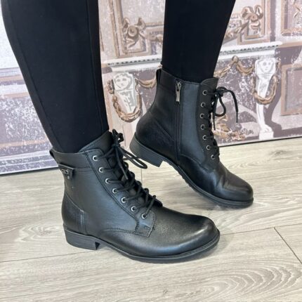 Tamaris "1-25243-47 001" Black Leather Combat Boot