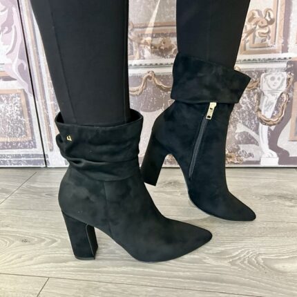 Una Healy "Love Train" Vinyl Black Slouch Ankle Boot