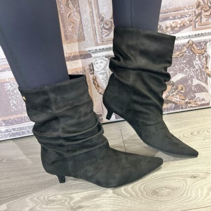 Una Healy "Taste Back" Vinyl Black Calf Slouch Boot.