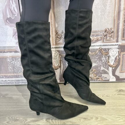 Una Healy "Ordinary" Vinyl Black Tall Slouch Boot.