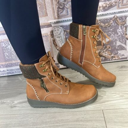 Heavenly Feet "Glenda" Tan Lace Up Boot.