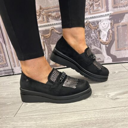 Zanni & Co. "Jinzhai" Ink Black Wedge Loafer