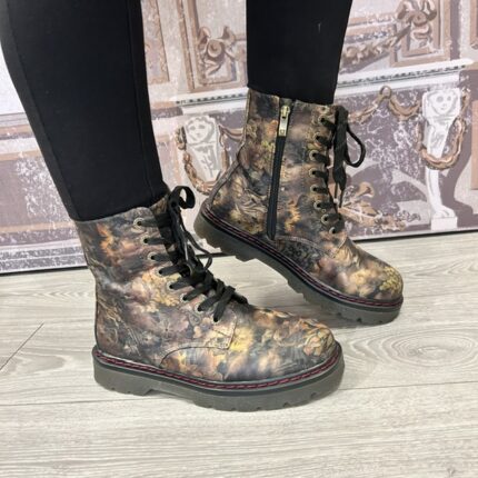 Heavy Feet "Justina" Bronze Floral Doc Boot.