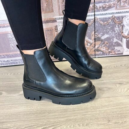 Tamaris "25454-47" Black Chunky Chelsea Boot.
